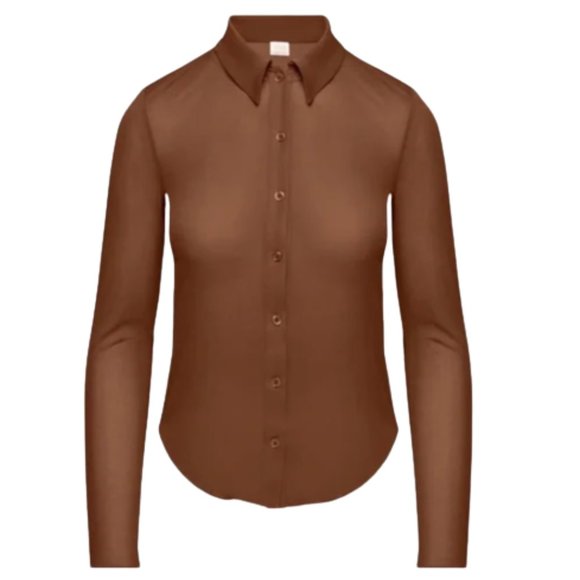 WILFRED (Aritzia) Pose Mesh Button-up Longsleeve - Picture 1 of 5